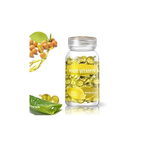 GOWWIM Hair Vitamin Serum Capsules - Argan, Macadamia, Avocado Oil Complex for Smooth, Silky Growth and Repair, 30 PCS