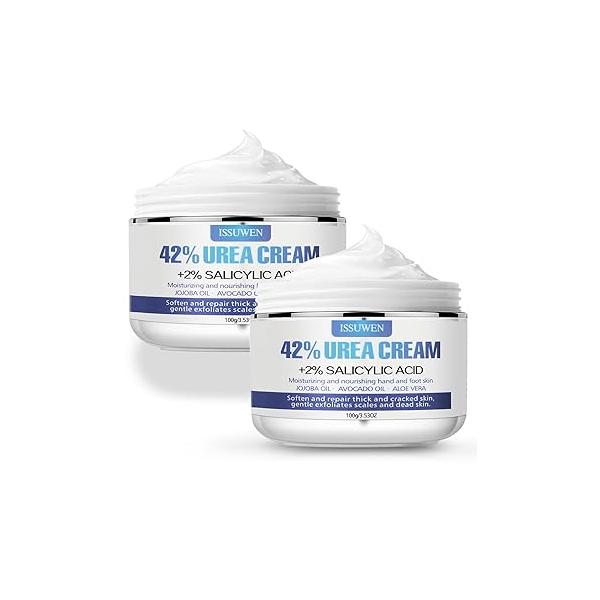 7.06OZ / 2 Pack Urea Cream 42% Plus Salicylic Acid 2%, Foot for Care Cracked Heel Treatment Knees Elbows Hands Repair Treatment, Feet Moisturizer Corn Callus Dead Skin Deep Moisturizes