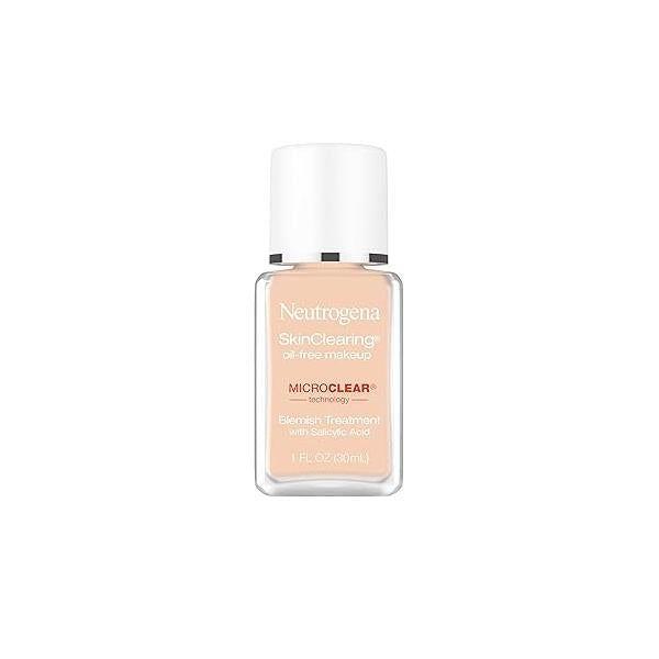 Neutrogena SkinClearing Oil-Free Acne and Blemish Fighting Liquid Foundation with.5% Salicylic Acid Medicine, Shine Controlling Makeup for Prone Skin, 40 Nude, 1 fl. oz