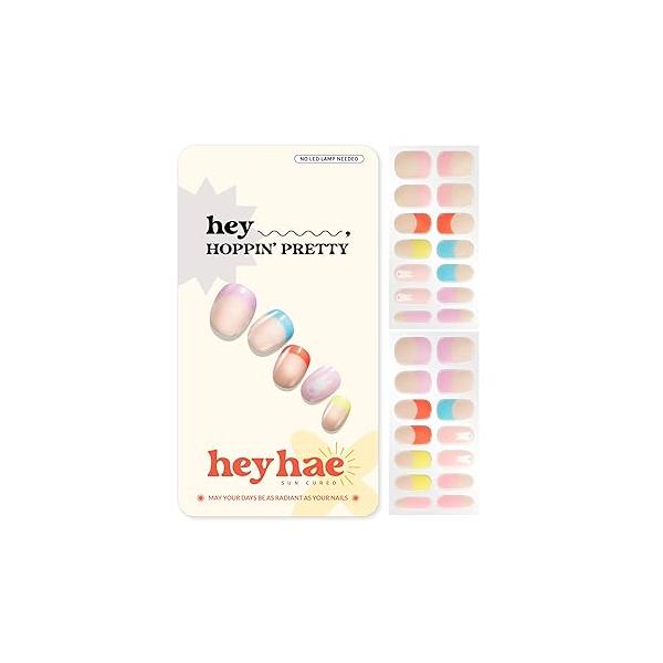 Semi Cured Gel Nail Strips | No LED Lamp Needed Glitter, Purple, Spring Easy Apply & Remove, Salon Quality |Includes 28 Strips, 1 Prep Pads, File Wooden stick - Hey, 7 A.M. Tomorrow?