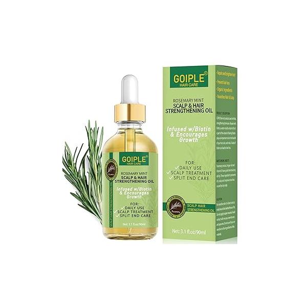 Rosemary Oil for Hair Growth, 3.1 FL OZ, Pure Natural Scalp with Essential Oils, Nourishing Treatment Split Ends, Dry