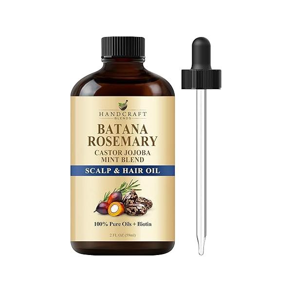 Batana & Rosemary Hair Growth Oil 2oz - Scalp Treatment Strengthening for Loss, Thinning, Dry Scalp, Split Ends Natural Women Men Intensive Repair Nourishing Formula