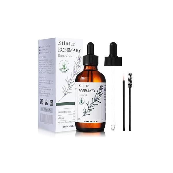 Rosemary Oil for Hair Growth 4.04 Fl Oz, Eyelashes, Eyebrows, Nourishes The Scalp, Rid of Itchy, Skin Care, rosemary oil hair With Glass Dropper