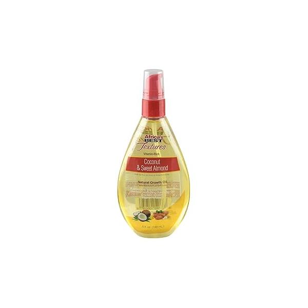 Africa's Best Textures Coconut and Sweet Almond Growth Oil, Vitamin-Rich Protective Hair Therapy, Smooths Seals Rough Raised Cuticles, 5 Fluid Ounce