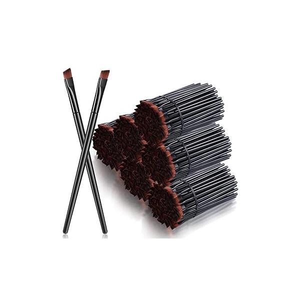 300 Pcs Disposable Eye Brow Brush Multifunction Eyebrow Cosmetic Brushes for Eyebrows Portable Angled Professional Tint Esthetician Supplies Bulk(Black)