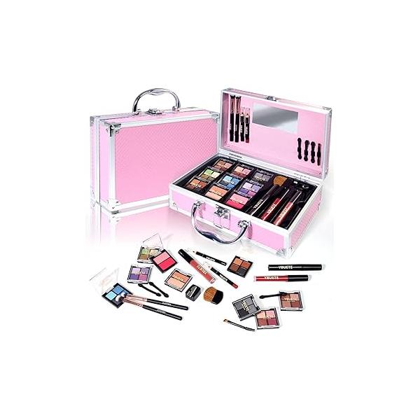 Makeup Starter Set, Beginner Cosmetics Kit, Full Train Case, Eyeshadow, Blusher, Contour, Eyebrow Powder
