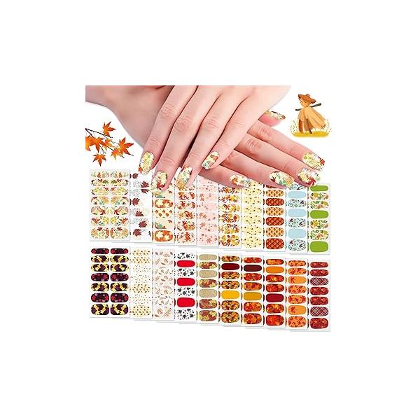 WOKOTO 20 Sheets Christmas Full Cover Nail Polish Stickers Santa Clause Reindeer Snowflakes Strips For Holiday Gel Wraps