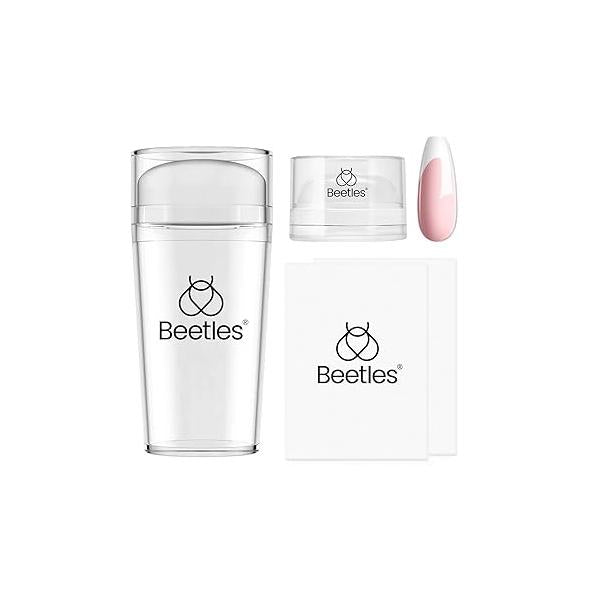 Beetles Nail Stamp, 4Pcs French Tip Tool Easy Manicure Stamper Single Head Soft Silicone Long & Short Stamp with 2Pcs Scraper Decorations Gift for Women