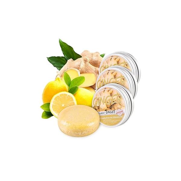 2 Pcs Ginger Hair Growth Shampoo Bars - Natural Organic Formula for Promoting Regrowth