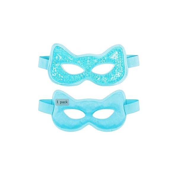 Cooling & Heating Eye Mask - Hot/Cold Use for Puffy Eyes, Headaches, Migraines, Sinus Dark Circles (2 packs blue)