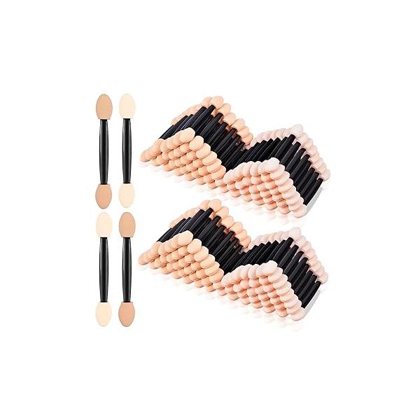 MORGLES Eyeshadow Applicators Double Sided, 50PCS Brush 2.4 Inch Makeup Applicator Sticks for Women Girls, Black