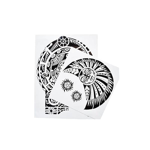 2-Sheet Large Tribal Tattoos - Waterproof Chest & Arm Body Art Temporary for Men Women Fake Tattoo Stickers