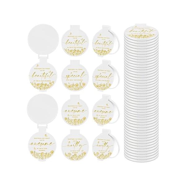 100 Pcs Inspirational Compact Mirror Bulk Small Pocket Purse Round Portable Folding Makeup Mini Gifts for Women Coworker Employee Teacher(Blue)