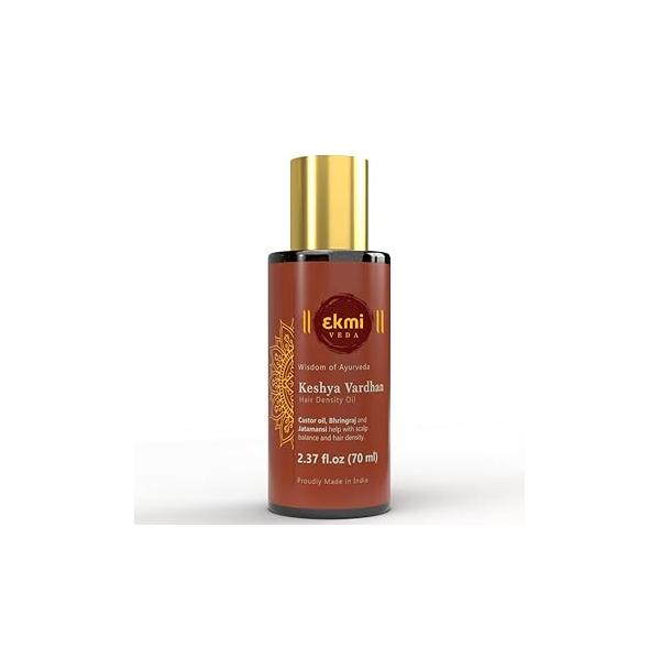 Ayurvedic Castor & Rosemary Oil For Hair Density With Bhringraj, Coconut, Amla, Argan, Brahmi. DHT Blocker. Loss Treatment Women Men, 2.37 Fl Oz