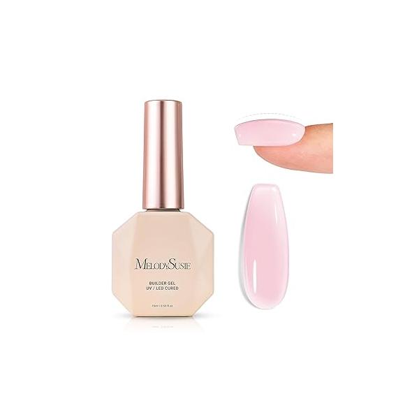 MelodySusie Clear Builder Nail Base Gel for Nails Thickening, Soak Off UV Extension Gel, Rhinestone Glue in a Bottle Art Design Salon DIY Manicure at Home Gift Women