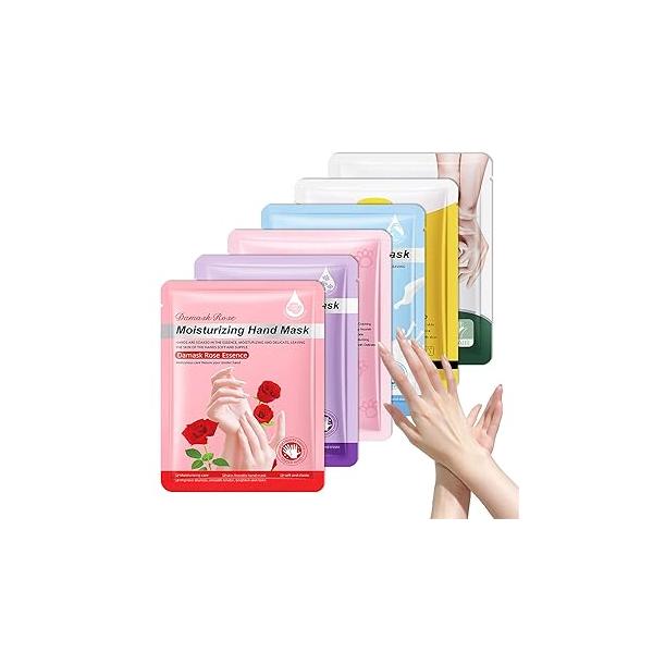 Hands Mask Moisturizing Gloves, 6PCS Hydrating Hand Peel Masks Exfoliating Gloves for Dry, Cracked, Rough, Aging Hands, Lightweight Soft Moisturizer Gift Set Women Men (B)