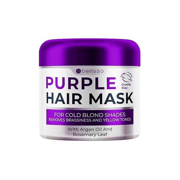 Purple Hair Mask - Deep Conditioner and Toner for Blonde, Brassy Hydrating Repair After Bleach Treatment Damaged Dry Moisture Conditioning Bleached Women Men