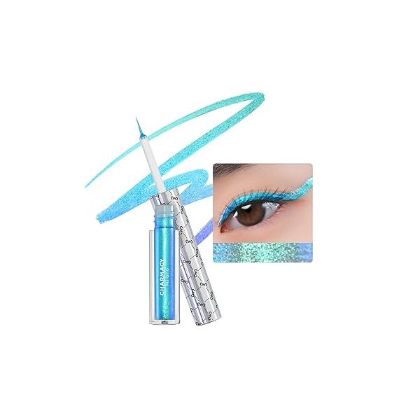 CHARMACY Chameleon Liquid Eyeliner, Glitter Highly Pigmented, Metallic MultiColor Shifting waterproof Ultra-Fine Tip, Longwearing, Smudge-proof (#301)