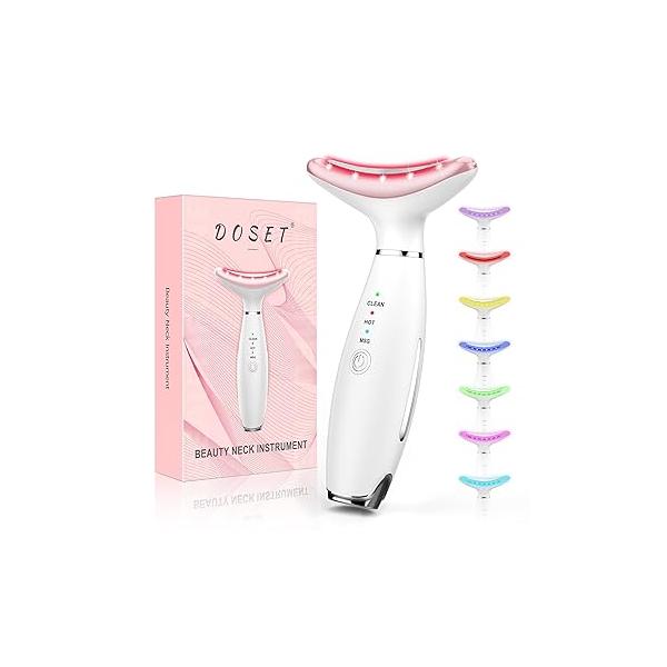 Anti-rinkles Facial Massager - Red-Light Therapy for Face and Neck, Sculpting Tool with 7 Color, At-Home Skin Care (White)