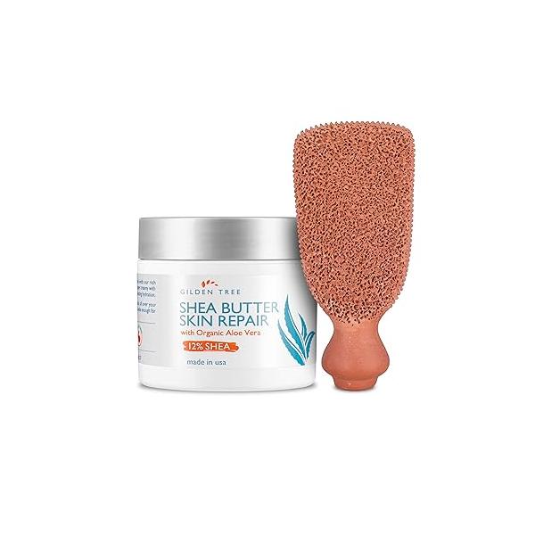 2-Sided Foot Scrubber & Shea Butter Skin Repair Cream Bundle