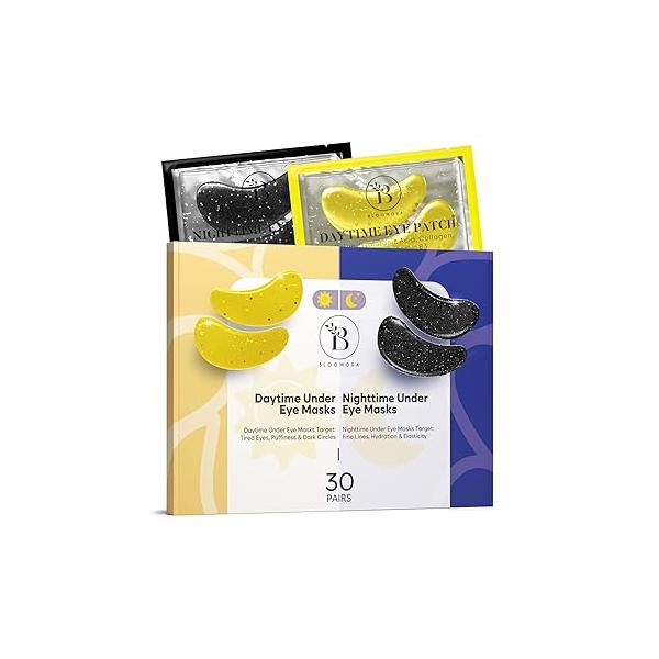 Under Eye Patches for Puffy Eyes and Dark Circles, Gel Masks with Caffeine, Collagen & Vitamin C, Deeply Moisturizing, Bachelorette Party Favors, Bridesmaid Gifts (30 Pairs, Day Night)