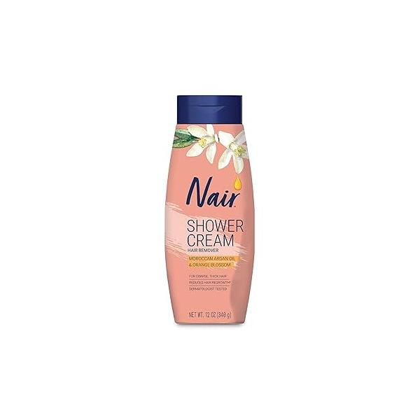 Nair Shower Cream Hair Remover with Moroccan Argan Oil and Orange Blossom, Body Removal for Women, 12 oz