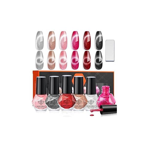 modelones Jelly Nail Polish of 6 Colors Sheer Nude Mini Set Natural Red Pink Brown Quick Dry Kit for DIY Easter Art Salon Home Gift Women Girl