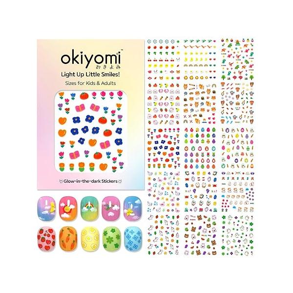 4 Sheets of 3D Nail Stickers - 292 Cute Embossed for Kids | Kawaii Flowers, Hearts, Bunny, Panda, Dinosaurs Glow in The Dark