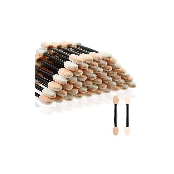 MORGLES Eyeshadow Applicators Double Sided, 50PCS Brush 2.4 Inch Makeup Applicator Sticks for Women Girls, Black