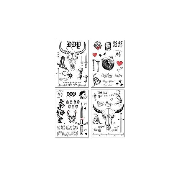 4 Sheets Tattoos Halloween Face Temporary Stickers Cosplay Costume Party For Adults Women Men