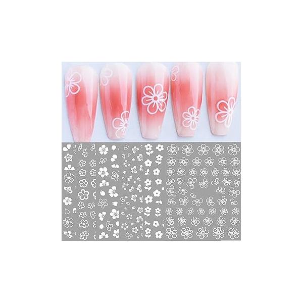 Black and White Hearts Stars Nail Stickers for Women Girls Kids Decoration Self Adhesive Art Decals Natural Fingernails Acrylic Nails Designs (Pack of 10)
