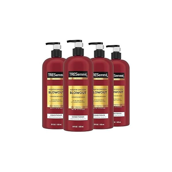 TRESemmé Keratin Smooth Conditioner 4 pack for Frizzy Hair, Formulated with Lamellar-Discipline, 28 Fl Oz