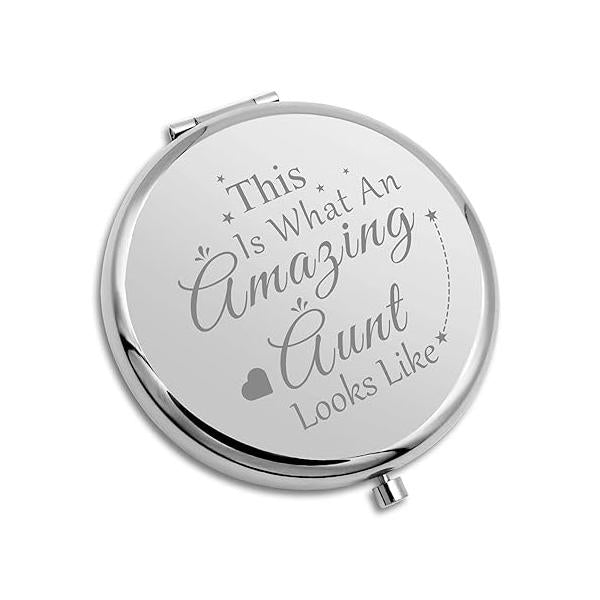 Auntie Gifts from Niece Nephew Aunt Compact Mirror for Women Birthday Presents and Appreciation Retirement Thank You Travel Folding Makeup