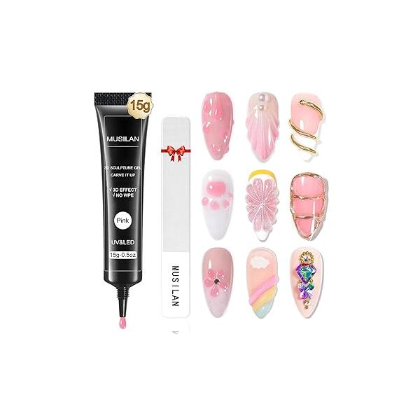 3D Nail Gel Sculpting Art Glue for Designs DIY Clear Builder Craving Molding Polish Painting Drawing Decoration Manicure