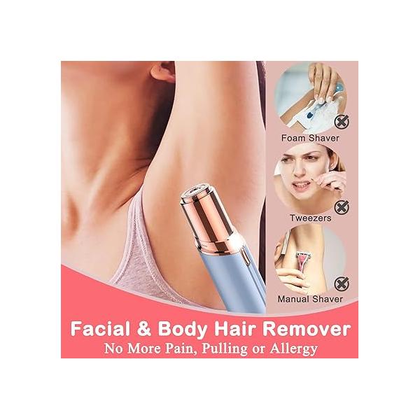 Facial Hair Remover, Removal Shaver for Women, Rosarden USB Rechargeable IPX6 Waterproof Eyebrow Face Razor Trimmer Lips, Body, Arms, Mustaches, Fuzz and Chin (Blue)