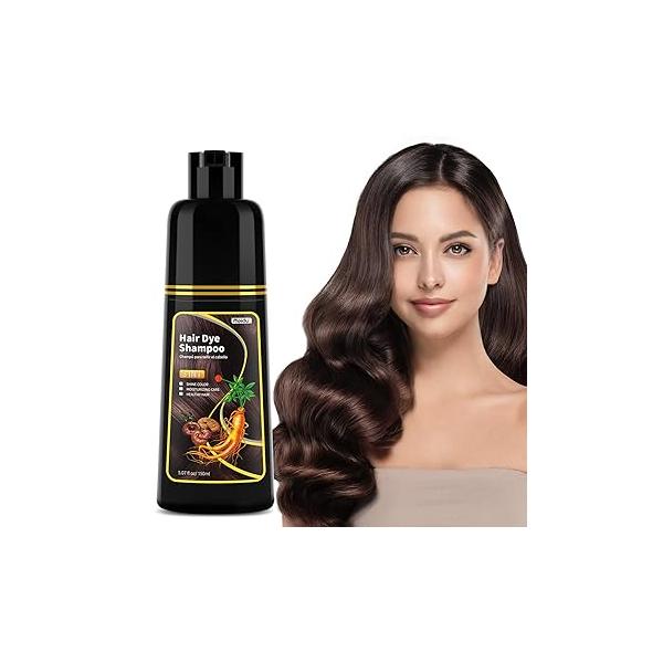 Black Hair Dye Shampoo - Natural Nutrition for Gray Coverage, 3 in 1 women, Semi Permanent Color Instant, Lasts 30 Days/Natural herbal Ingredients, 150 ML/5.07 OZ