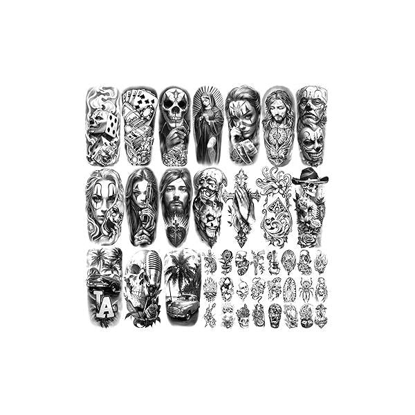 Yazhiji 77sheets Waterproof Mechanical Temporary Tattoo for Men or Women 17sheets Larger Half Arm Robot Realistic Fake Tattoos Adult And 60 sheets Tiny Flower Sticker Boys Girls