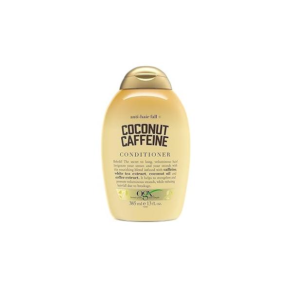 OGX Anti-Hair Fall + Coconut Caffeine Strengthening Conditioner with Caffeine, Oil & Coffee Extract, 13 Fl Oz