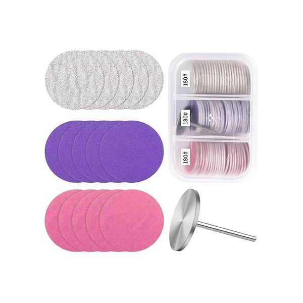 60Pcs Sanding Paper Discs with Metal Nail Drill Bit, Replacement Self-Adhesive Sandpaper Disc Pads 25mm for Electric Foot File Callus Remover Machine Polishing Craft Manicure Pedicure
