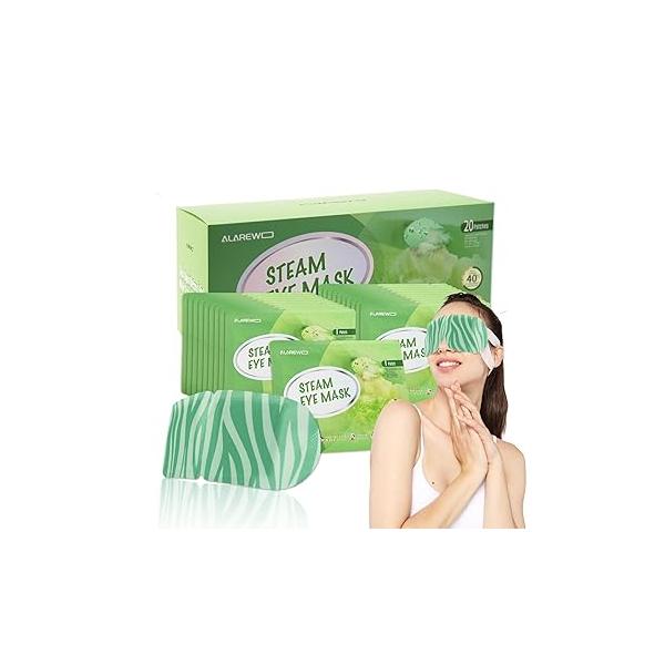 20 Packs Steam Eye Mask Self Heating Moist Compress Disposable SPA Warm for Dry Eyes, Fatigue, Stress Relief, Soothing Headache Travel Trouble Sleeping (Unscented)