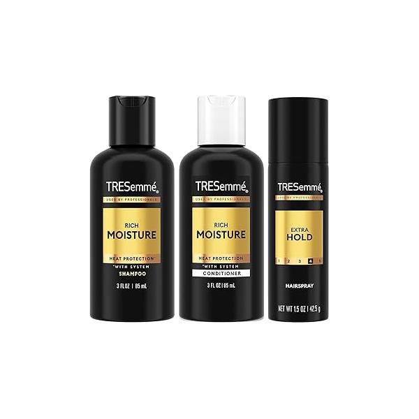 TRESemme Hair Care Travel Set - Rich Moisture Shampoo & Conditioner + Extra Hold Hairspray (3 Piece Set)