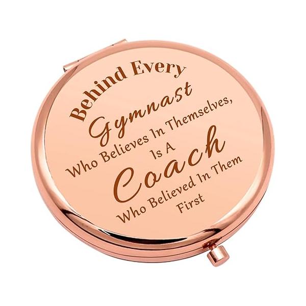 Gymnast Coach Gift Appreciation Gifts Compact Makeup Mirror Instructor Thank You Inspirational Gymnastics Teacher Folding Christmas Birthday(Silver)