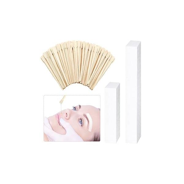 600 Pcs Waxing Kit Includes 400 Wax Paper Cloth Eyebrow Strips and 200 Wooden Smooth Applicator Sticks for Body Skin Hair Removal(White)