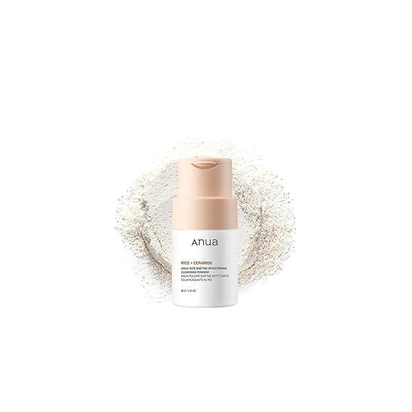 ANUA RICE ENZYME BRIGHTENING CLEANSING POWDER, Rice Mask, Ceramide, Gentle Face Wash for Brightening, Radiant Skin, Facial Cleanser Dry Korean Skincare, Fragrance Free, 40g/1.41fl.oz.