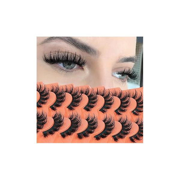 Natural False Eyelashes Wispy Lashes 17mm that Look Like Lash Extensions 7 Pairs Volume Eye Multipack by Focipeysa