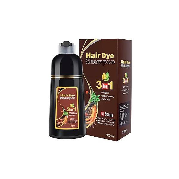 Black Hair Dye Shampoo 3 in 1 for Women/Men Gray Coverage Instant Color Natural Herbal Semi Permanent Champu Para Cana