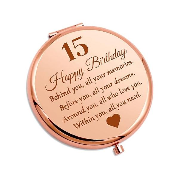 12th Birthday Gift - Inspirational Travel Makeup Mirror, Round Stainless Steel Mirror with Tabletop Mount, Compact Size for Portable Use