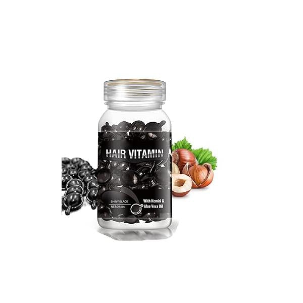 GOWWIM Hair Vitamin Serum Capsules - Argan, Macadamia, Avocado Oil Complex for Smooth, Silky Growth and Repair, 30 PCS