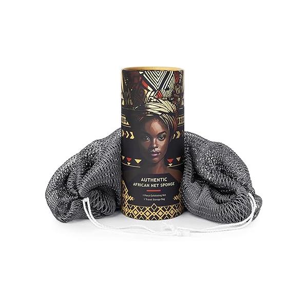 African Net Sponge Authentic - Afro Scrub Exfoliating with Knots Bath Sponges for Body Scrubber Exfoliator Back Shower Bathing Accessories