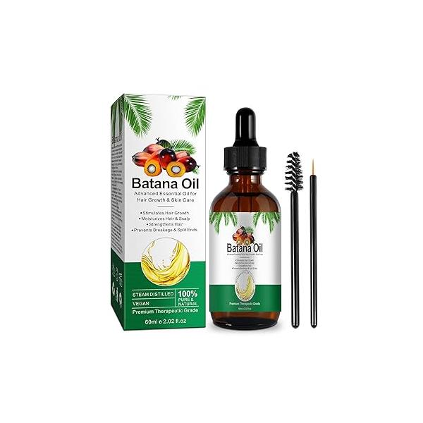 Batana Oil for Hair Growth.Rich in Essential Fatty Acids, Antioxidants, Vitamin E. Vegan Thickening, Moisturizing, Strengthening Serum For Women, Men. Scalp Treatment Weak, Dry 2.02 fl.oz